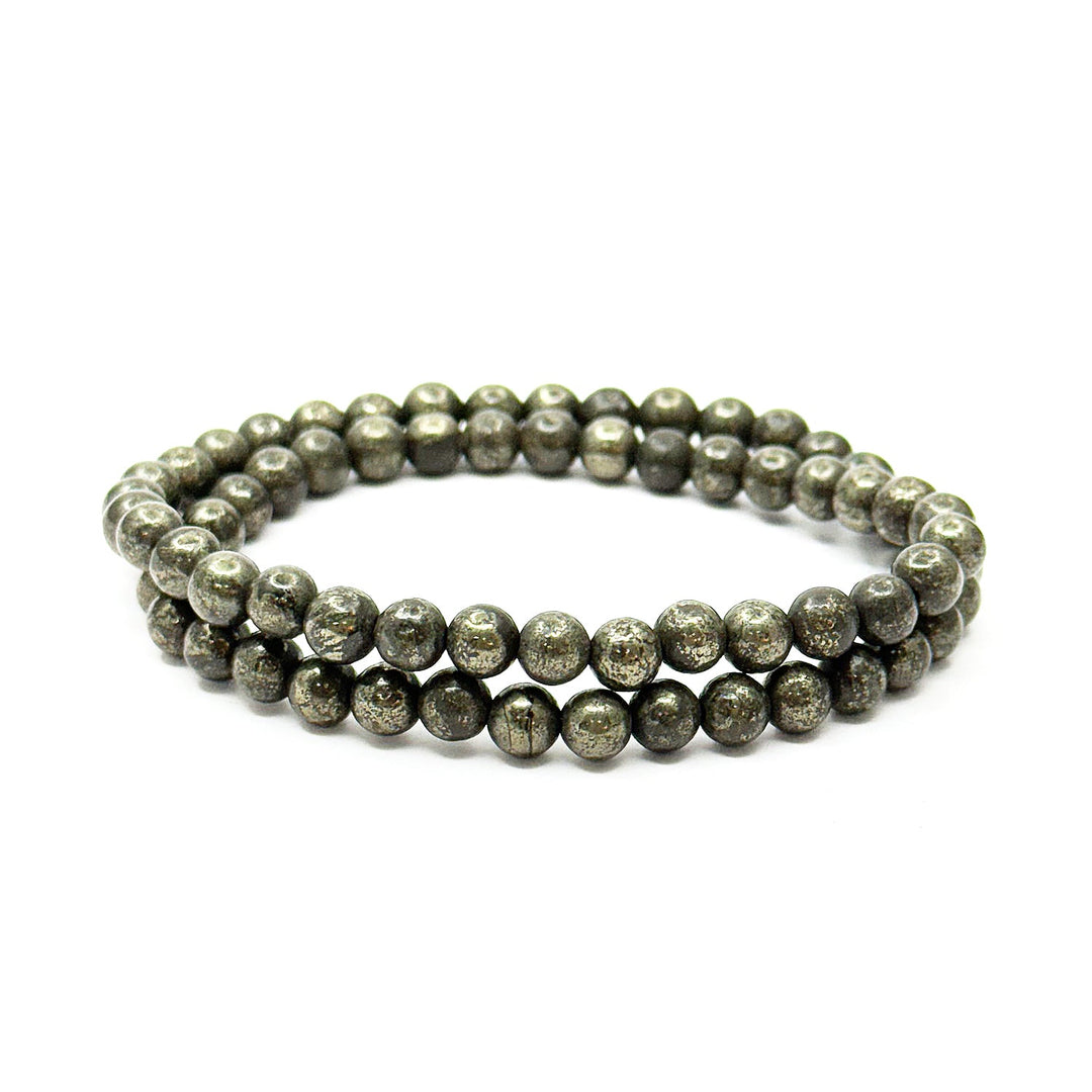 Money magnet Pyrite stone Two Layer Wrap Bracelet