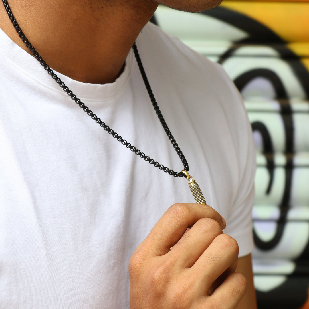 Studded Bullet  Pendant with Gun metal chain