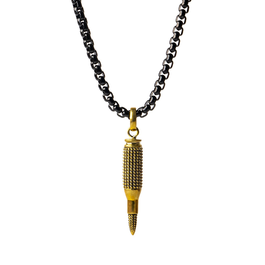 Studded Bullet  Pendant with Gun metal chain