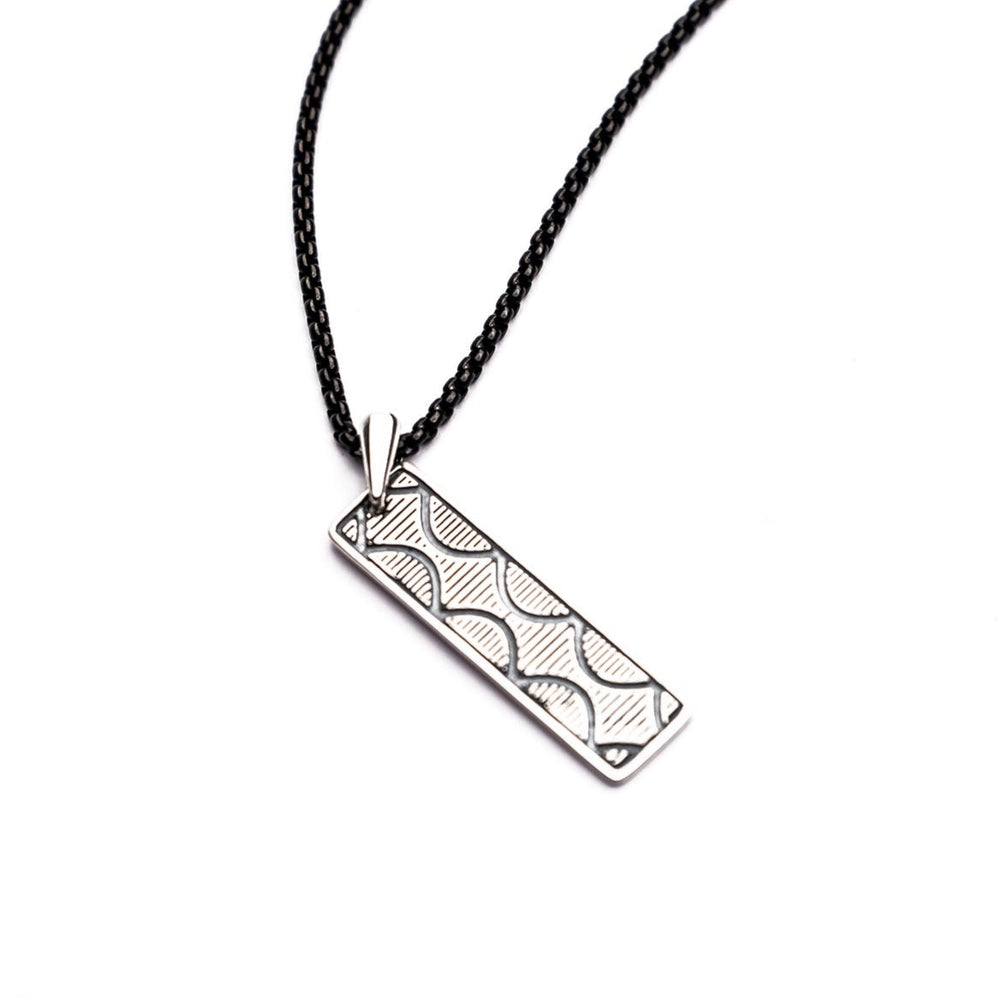 Navajo Pattern bar pendant  in Oxidized 925 Sterling silver
