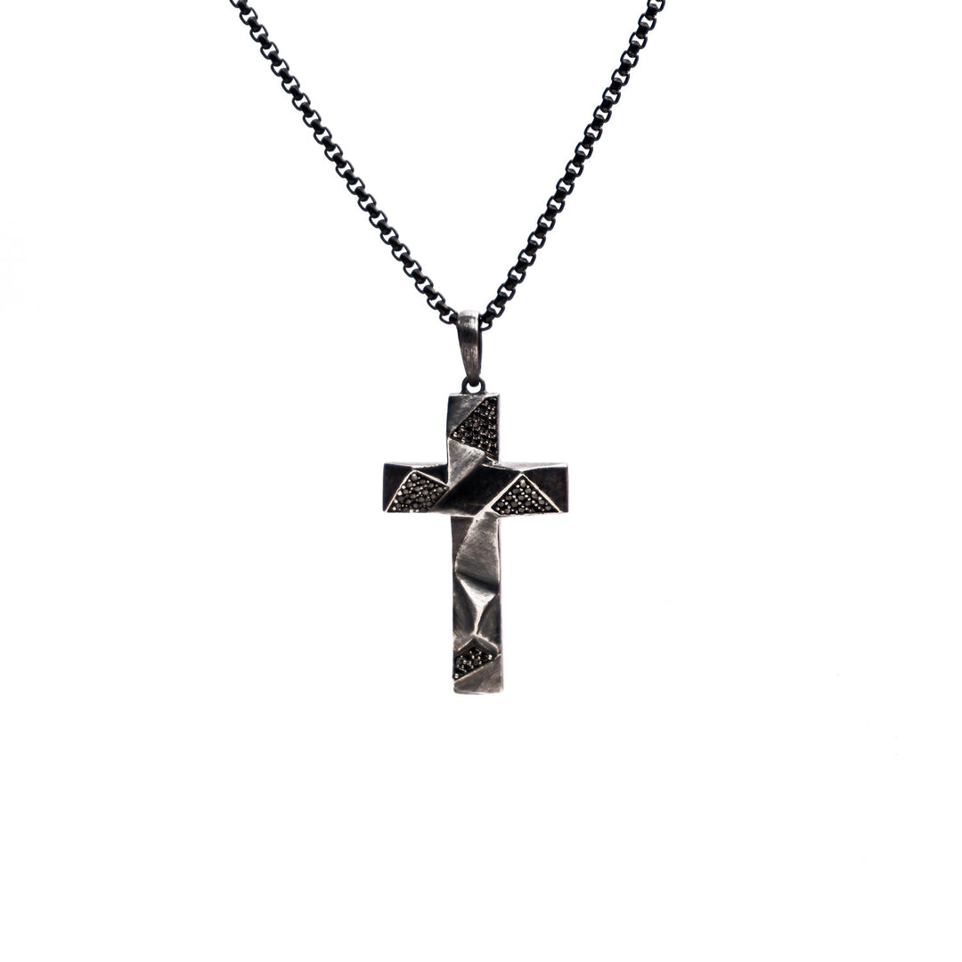 Faceted Cross Chain pendant in Sterling silver