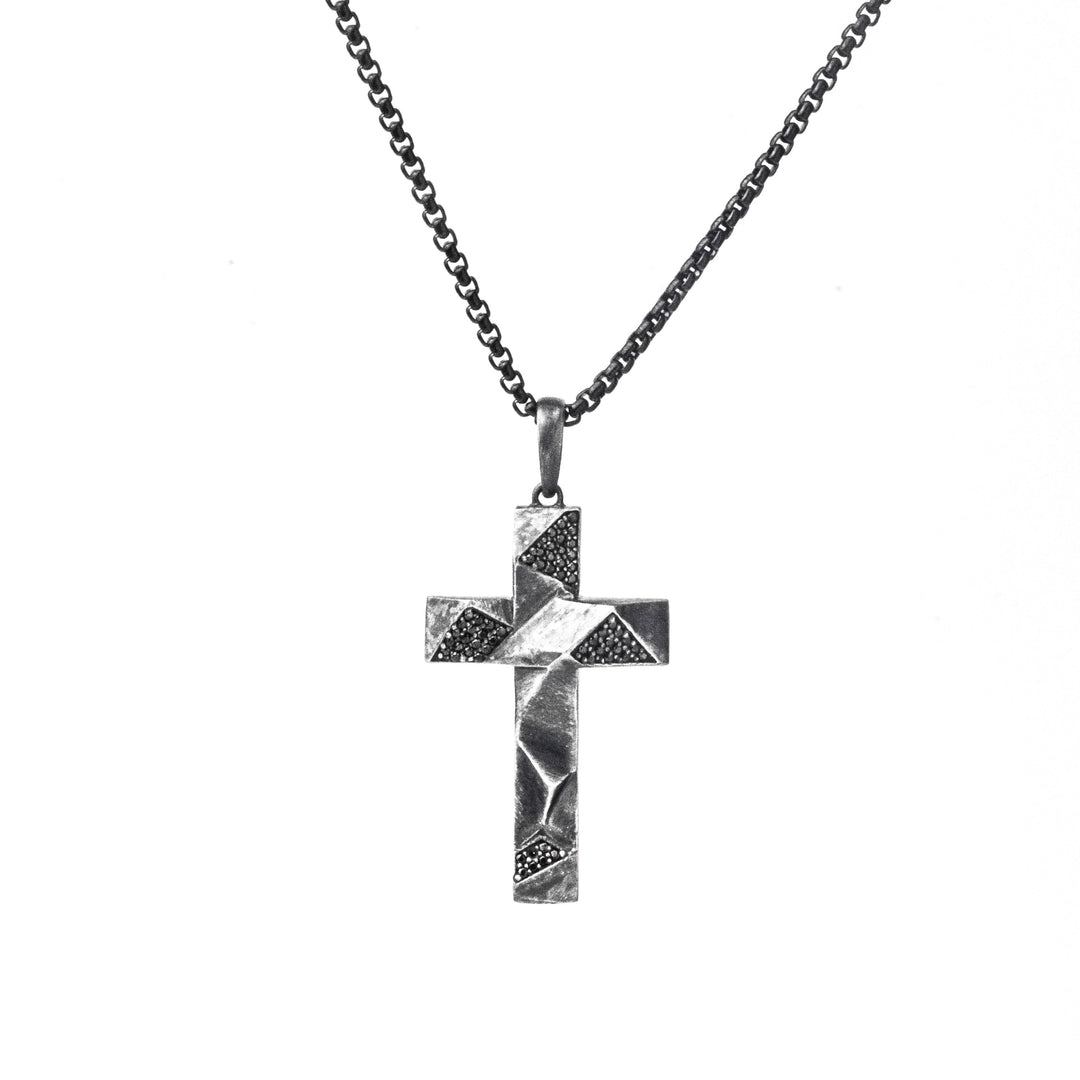 Faceted Cross Chain pendant in Sterling silver