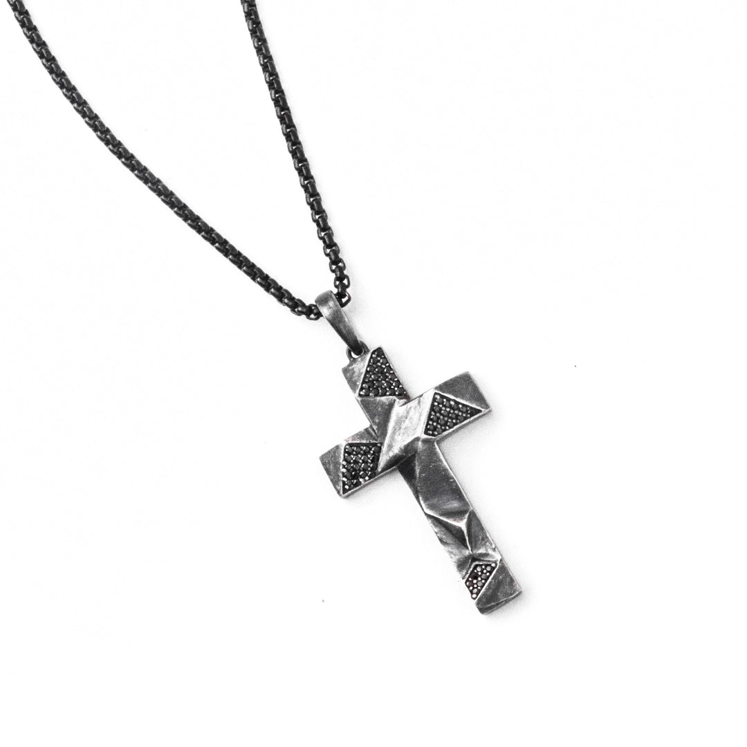 Faceted Cross Chain pendant in Sterling silver