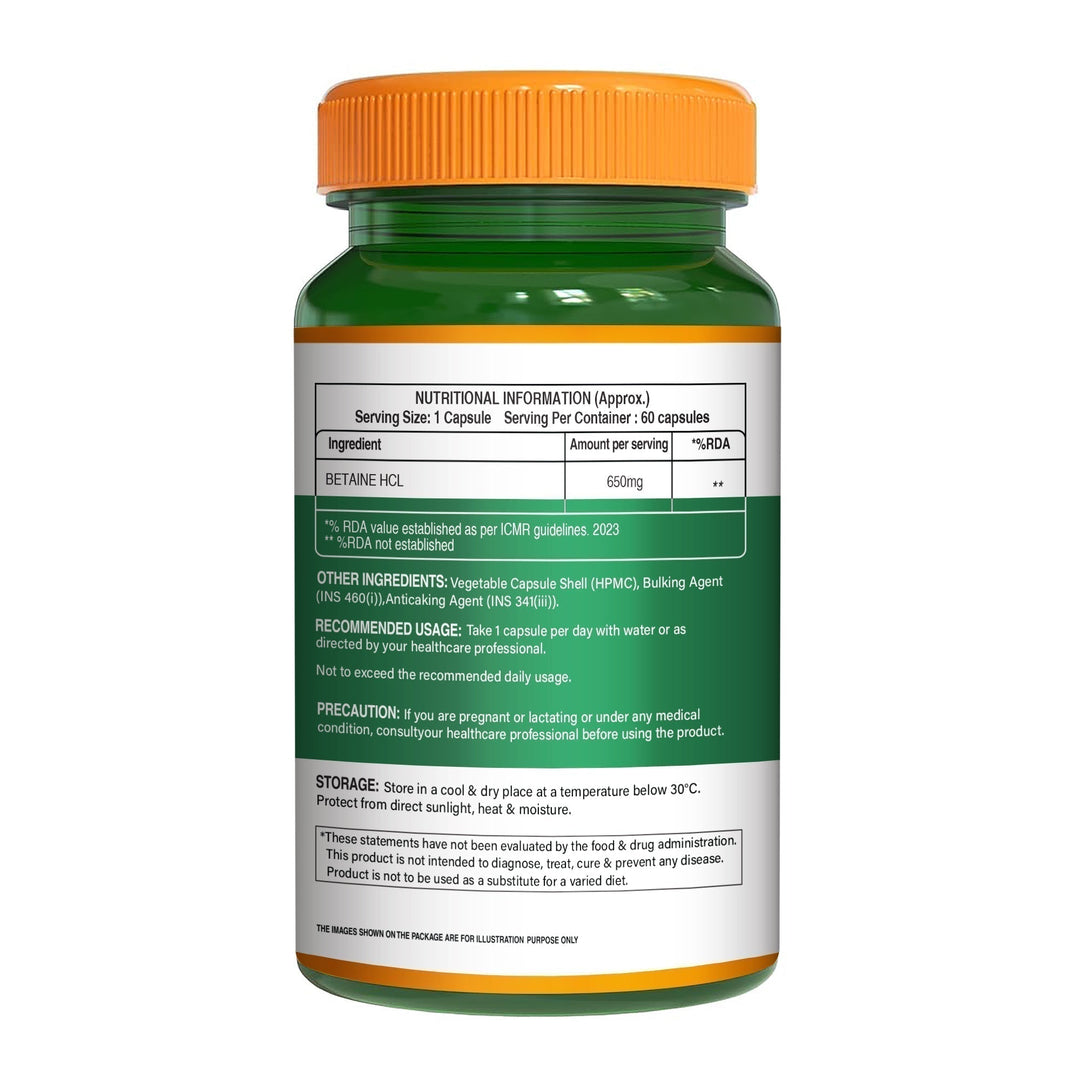 Betaine HCl 650mg Digestive Wellness & Stomach Acid Support