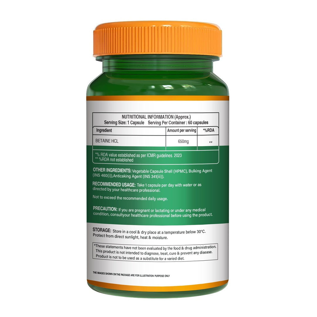 Betaine HCl 650mg Digestive Wellness & Stomach Acid Support