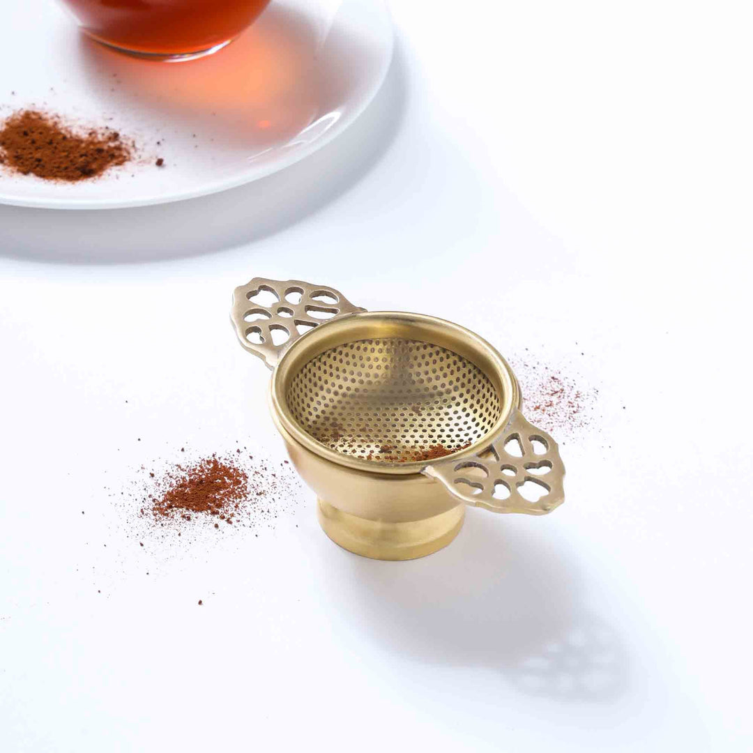Lluvia Tea Brass Tea Infuser with Drip Bowl