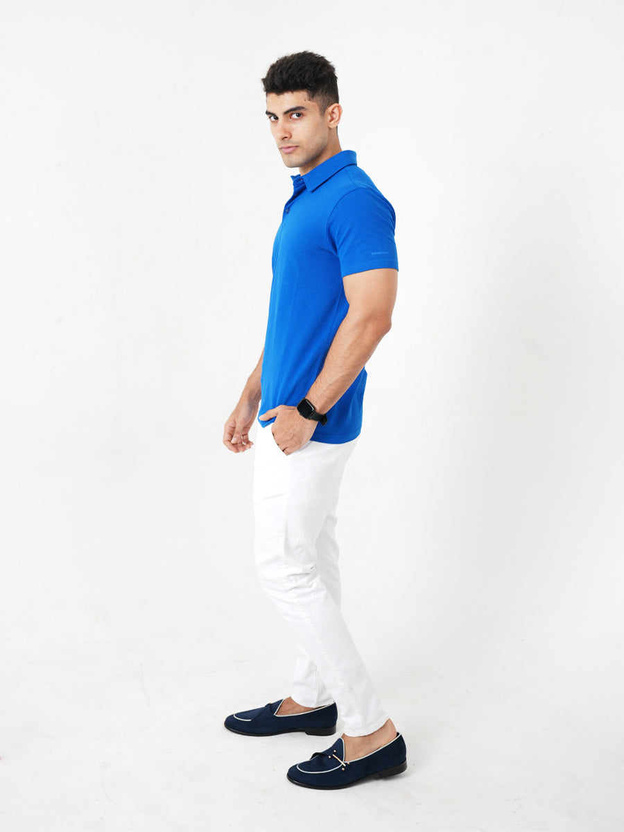 Monkstory Bamboo Cotton Polo Tee - Cobalt Blue