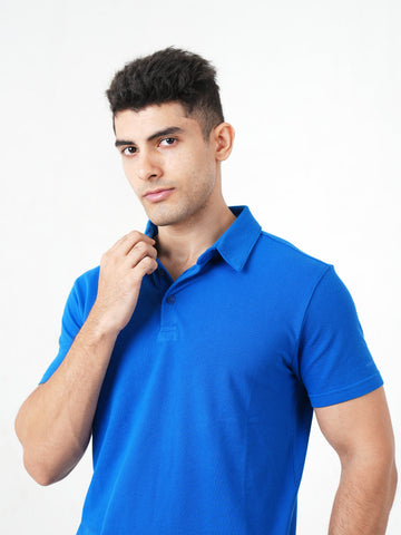 Monkstory Bamboo Cotton Polo Tee - Cobalt Blue