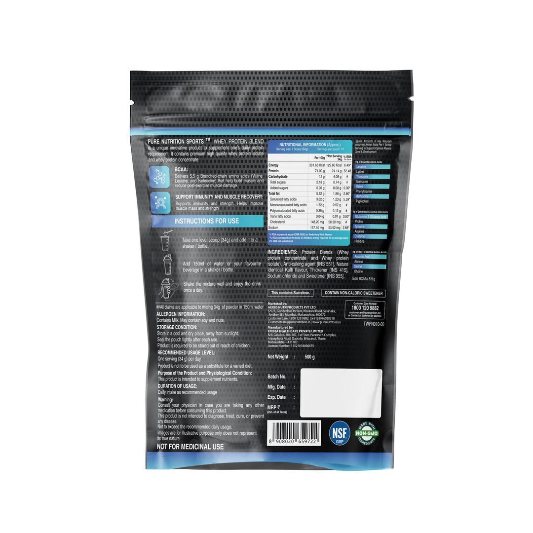 Whey Protein Blend For Muscle building, Lean muscle building (Kulfi )- 500 gm