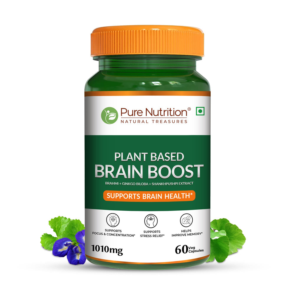 Plant-Based Brain Boost  Brahmi, Ginkgo Biloba & Shankhpushpi | Focus & Clarity