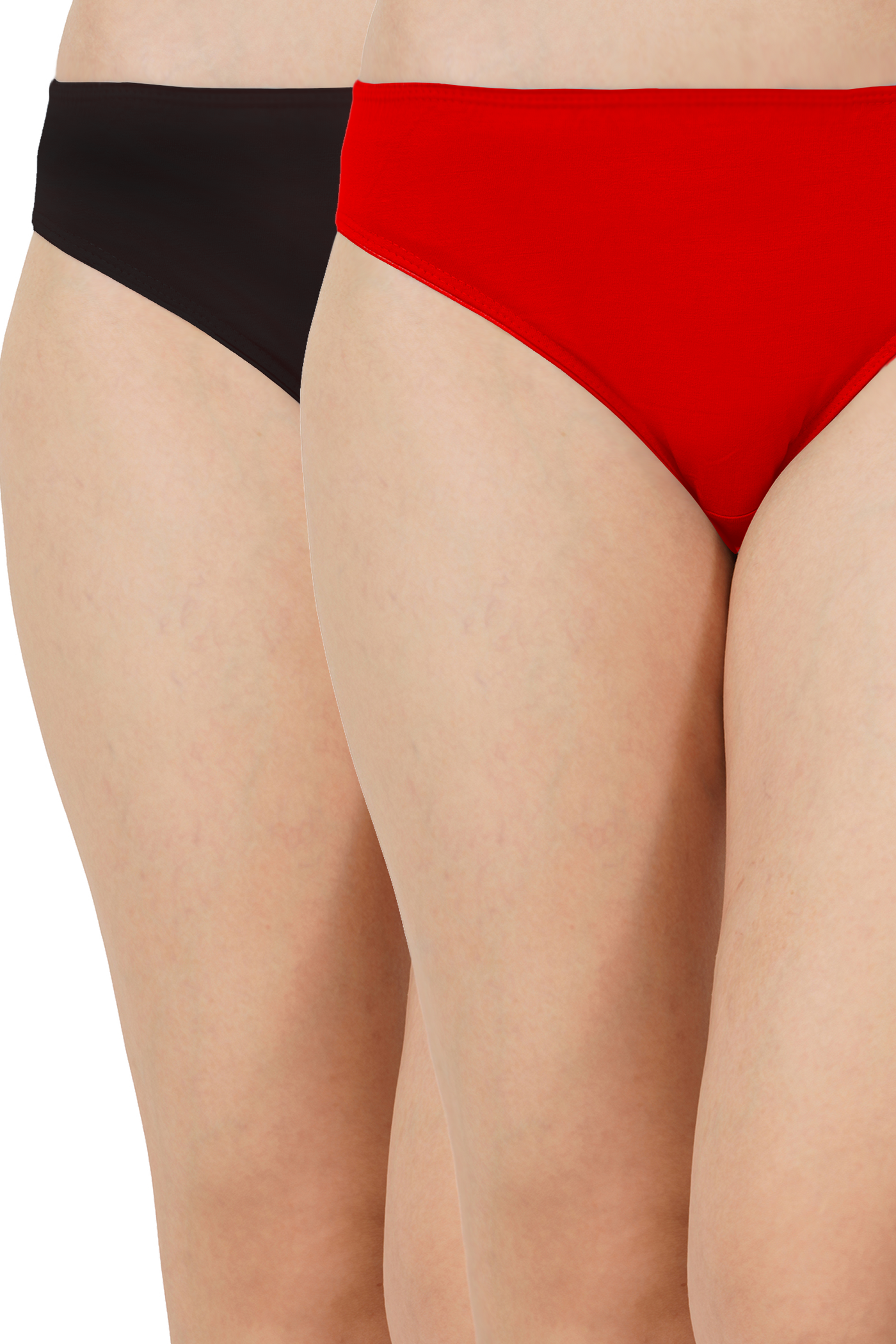 Bamboo Fabric Low Waist Underwear Red/Black | Pack of 2