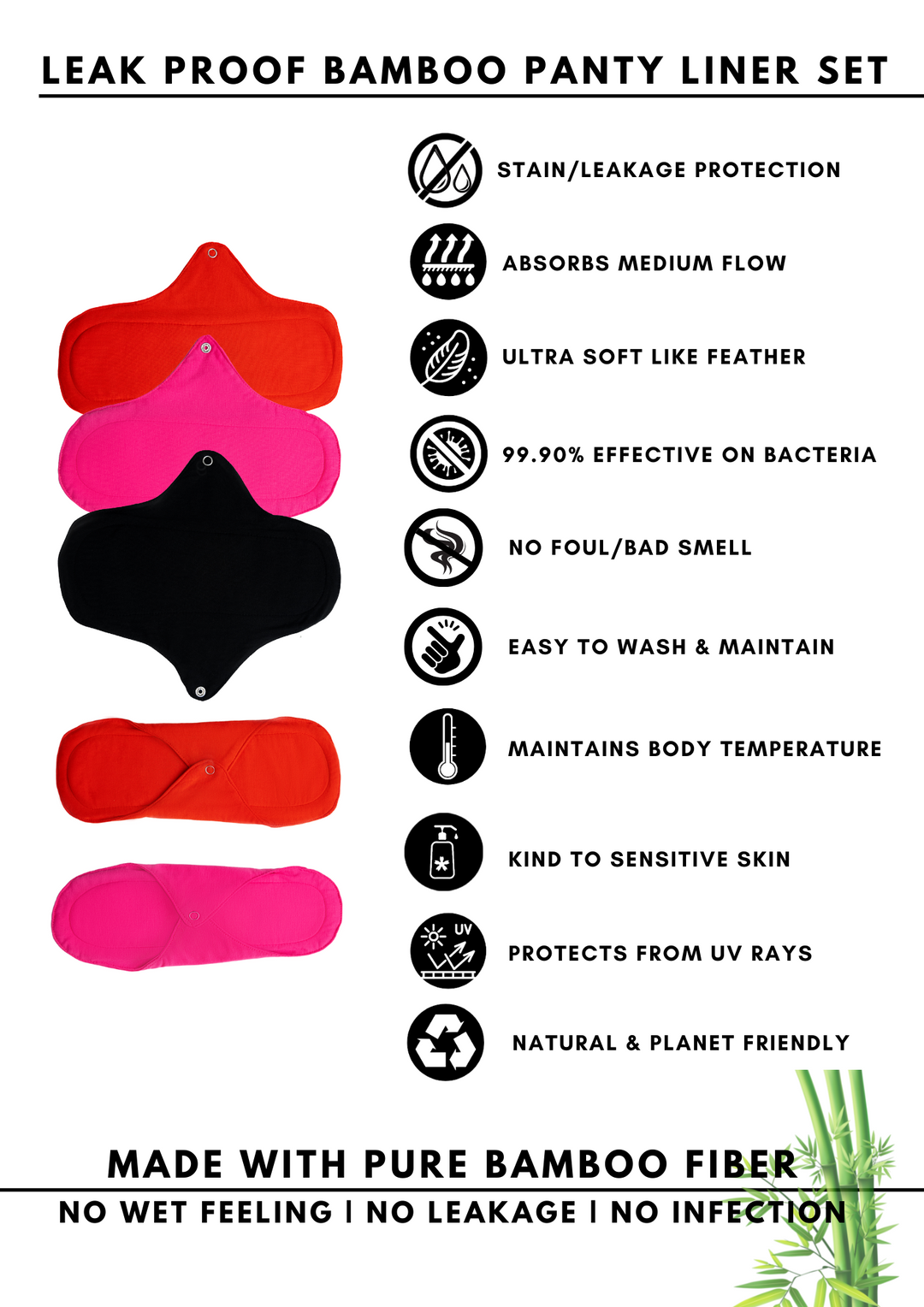 Bamboo Fabric Leak Proof Period Panty 3 Layers Not for heavy Flow | Pack of 1