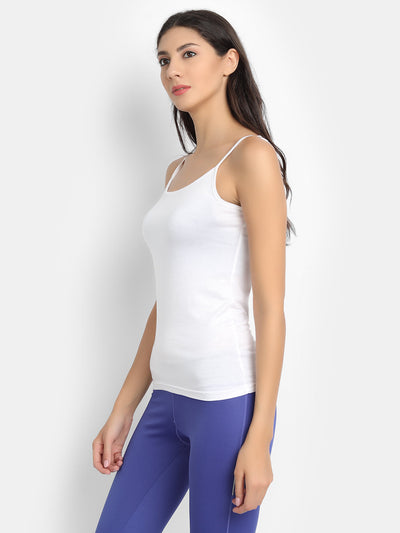 Bamboo Fabric White and Black Strap Top | Camisole | Pack Of 2