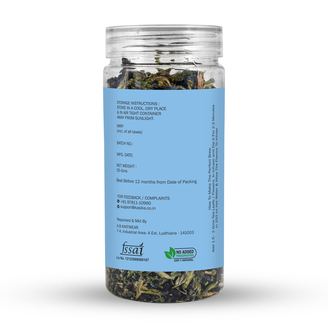 Kasika Blue Pea Flower Herbal Tea – Loose Leaf Tea | 100% Natural, Caffeine-Free | Rich in Antioxidants | Color-Changing Herbal Tea | Supports Eye Health & Skin Vitality | Hot & Iced | Vegan & Gluten-Free