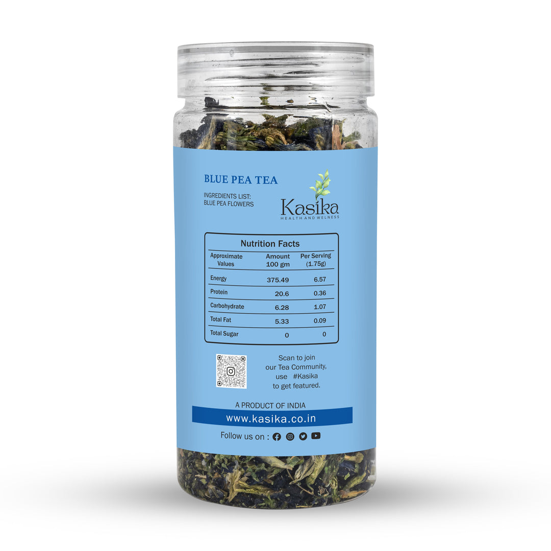 Kasika Blue Pea Flower Herbal Tea – Loose Leaf Tea | 100% Natural, Caffeine-Free | Rich in Antioxidants | Color-Changing Herbal Tea | Supports Eye Health & Skin Vitality | Hot & Iced | Vegan & Gluten-Free