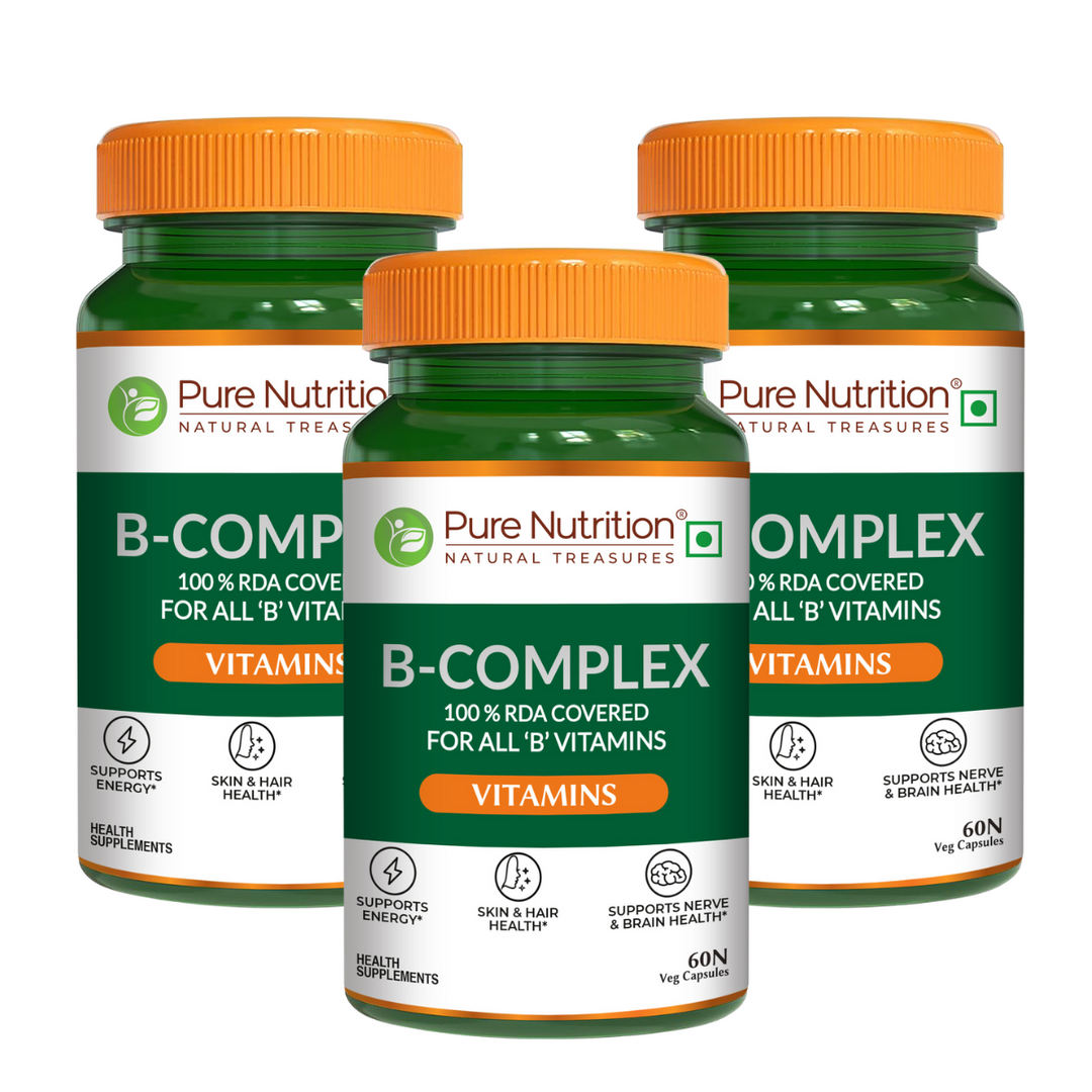 B Complex with Essential Vitamins B1, B2, B3, B5, B6, B7, B9, B12 - 60 Tablets  | Supports Energy, Metabolism, and Overall Wellness