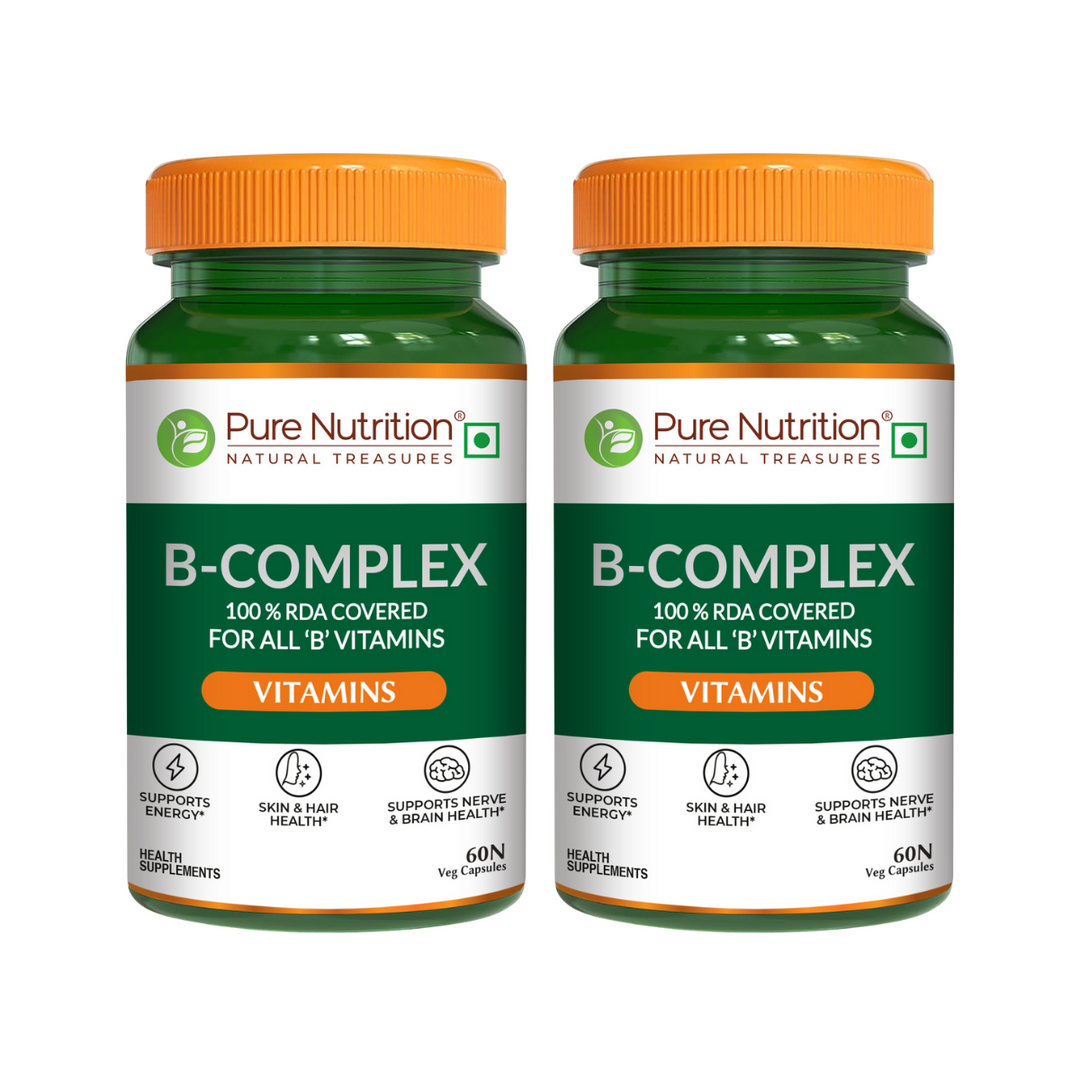 B Complex with Essential Vitamins B1, B2, B3, B5, B6, B7, B9, B12 - 60 Tablets  | Supports Energy, Metabolism, and Overall Wellness