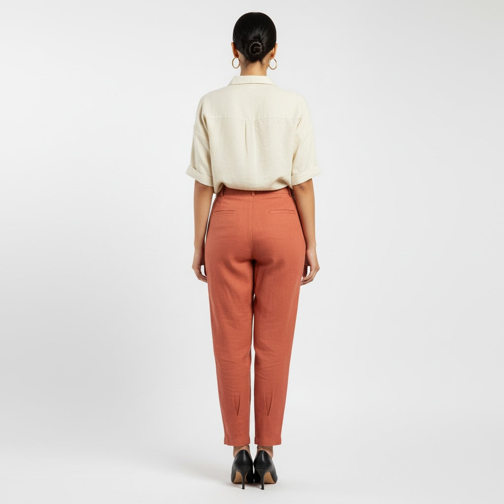 100% Premium Linen Carrot Pant - Women