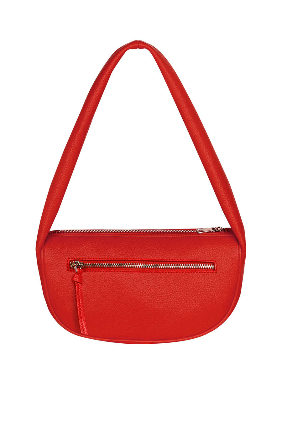 The House of Ganges - Cushy Vegan Leather Shoulder Bag (Handmade Monogram) Trapunto Bright Red
