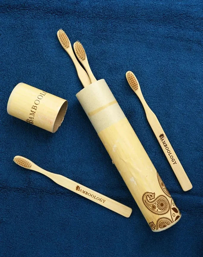 Bamboo Toothbrush With Plant-Based Bristles Pack of 4 | Zero Plastic & Eco-Friendly Oral Care