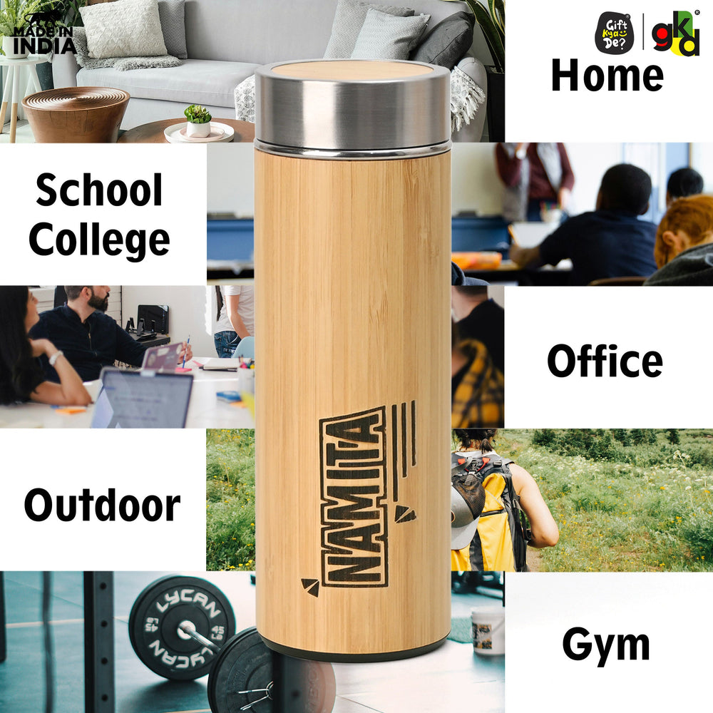 Gift Kya De Buy Eco-Friendly Bamboo Water Bottle – Sustainable Hydration Solution & Customized