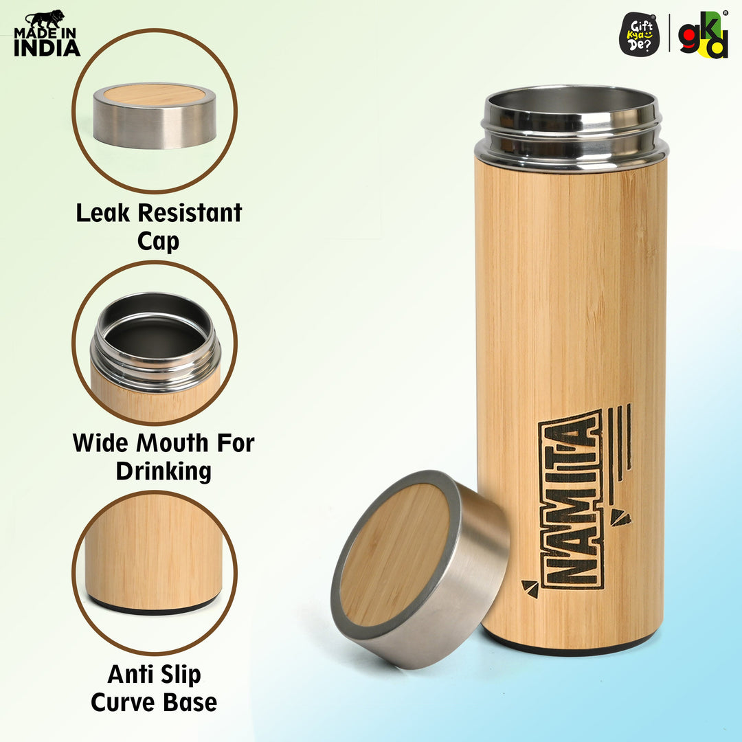 Gift Kya De Buy Eco-Friendly Bamboo Water Bottle – Sustainable Hydration Solution & Customized