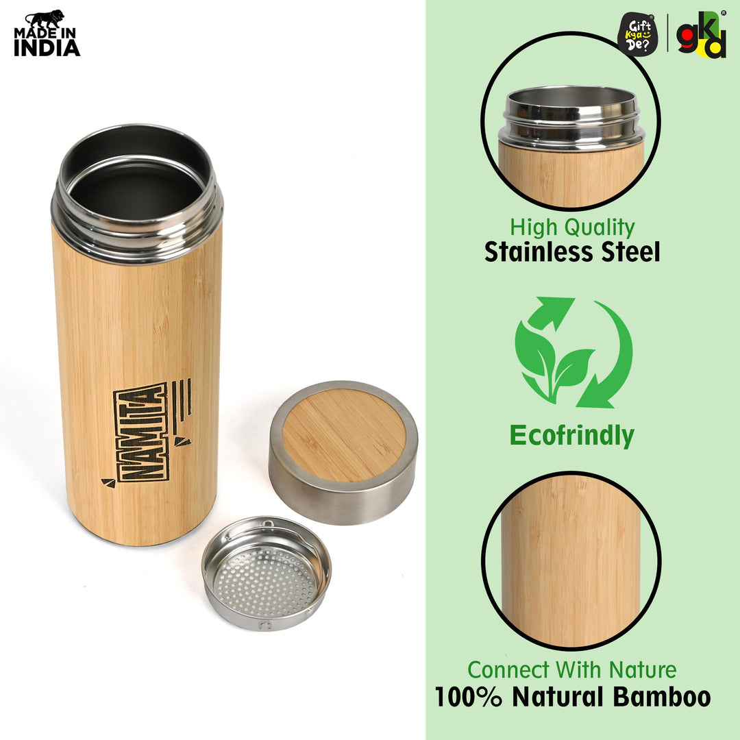 Gift Kya De Buy Eco-Friendly Bamboo Water Bottle – Sustainable Hydration Solution & Customized