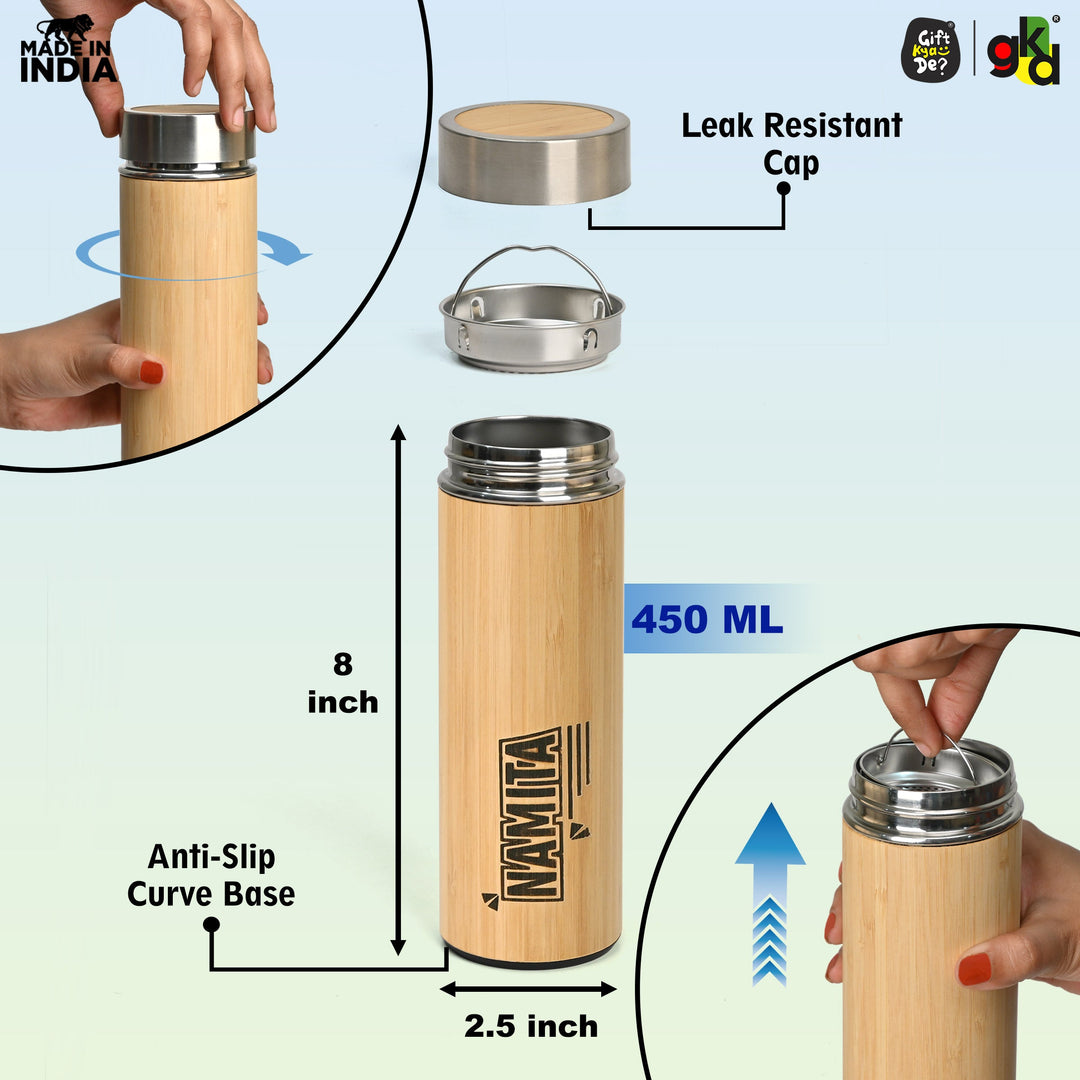 Gift Kya De Buy Eco-Friendly Bamboo Water Bottle – Sustainable Hydration Solution & Customized