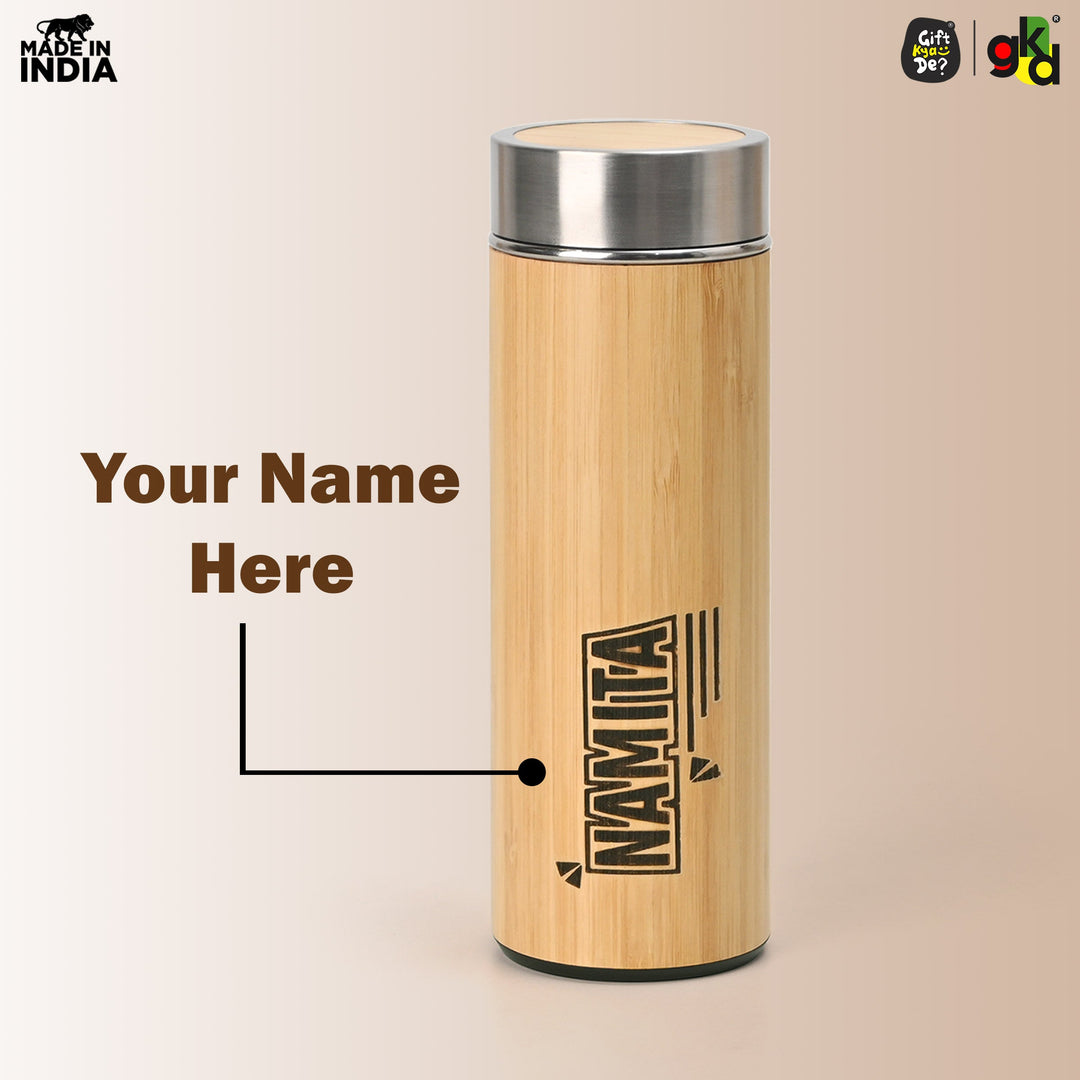Gift Kya De Buy Eco-Friendly Bamboo Water Bottle – Sustainable Hydration Solution & Customized
