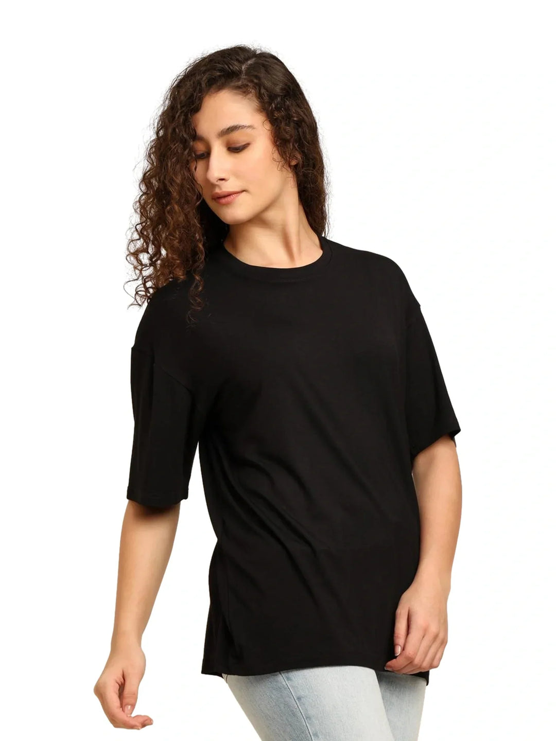 Women Black Oversized Bamboo T-Shirt – Soft, Breathable & Sustainable