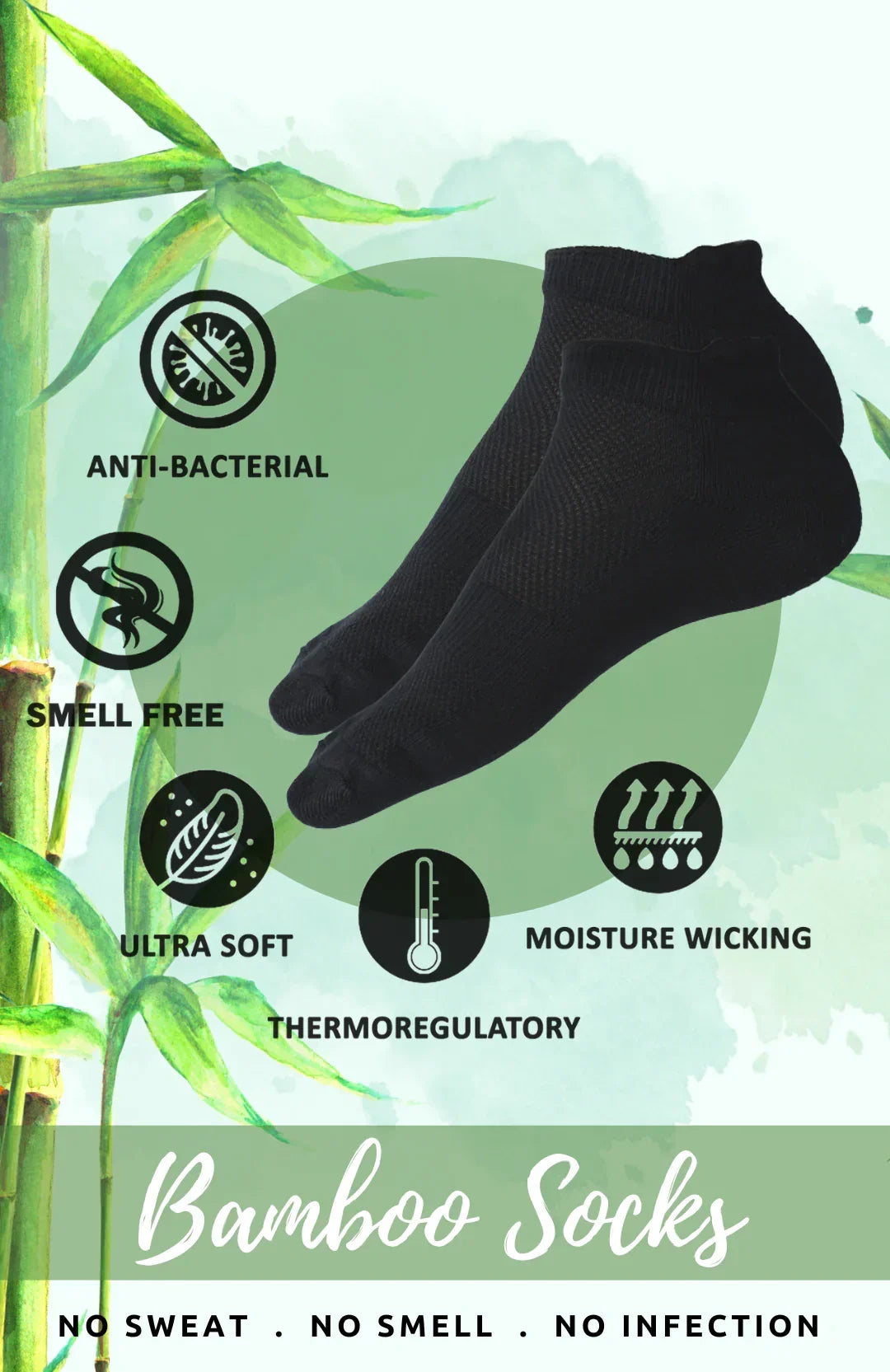 Bamboo Fabric Ankle-Length Socks | Ultra-Soft Breathable Antibacterial Odor-Free No Show Socks for Men & Women( Pack of 1 )
