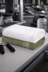 Bamboo Bath Towel – Ultra Soft, Quick Dry & Eco-Friendly Luxury Care | Green and White | Pack of 2