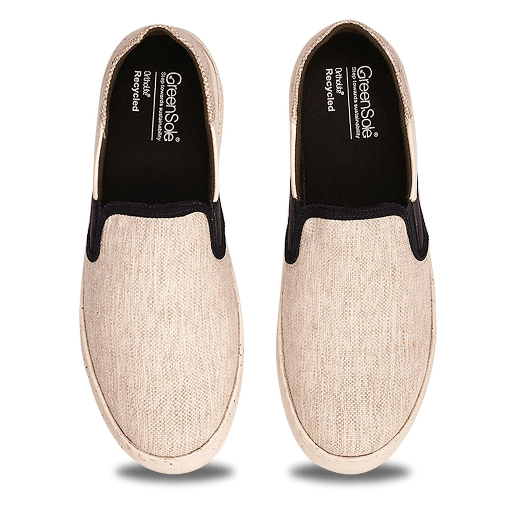 Greensole beige flex mens shoes slipon