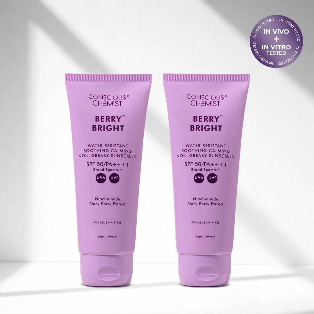 Berry Bright Sunscreen( Pack Of Two ) | SPF 50 PA ++++ & Water Resistant | 2x50 Gms