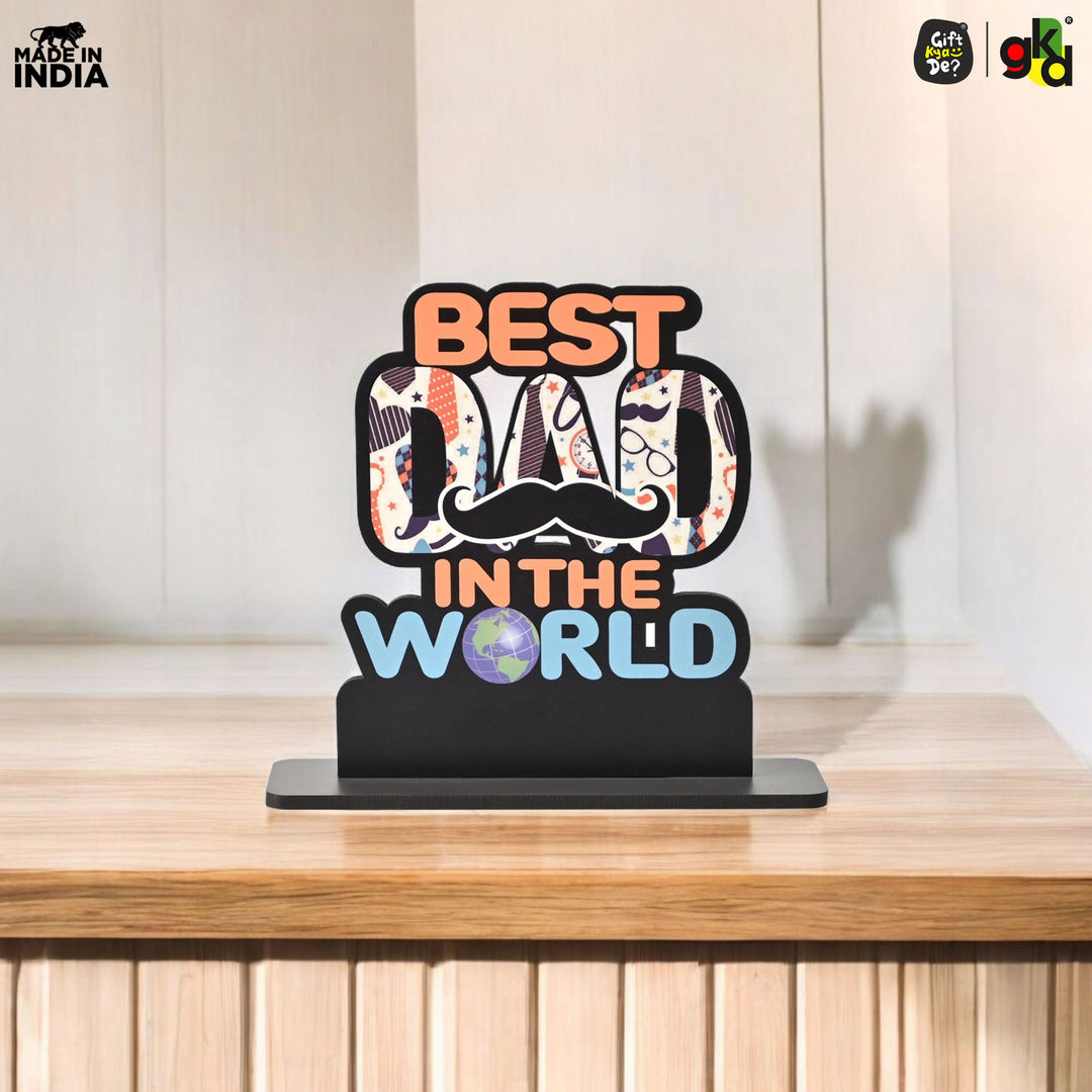 Best Mom & Dad in the World Wooden Trophy – Gift for Parents | Mother’s & Father’s Day, Anniversary, Birthday | Home Decor Table Top Showpiece