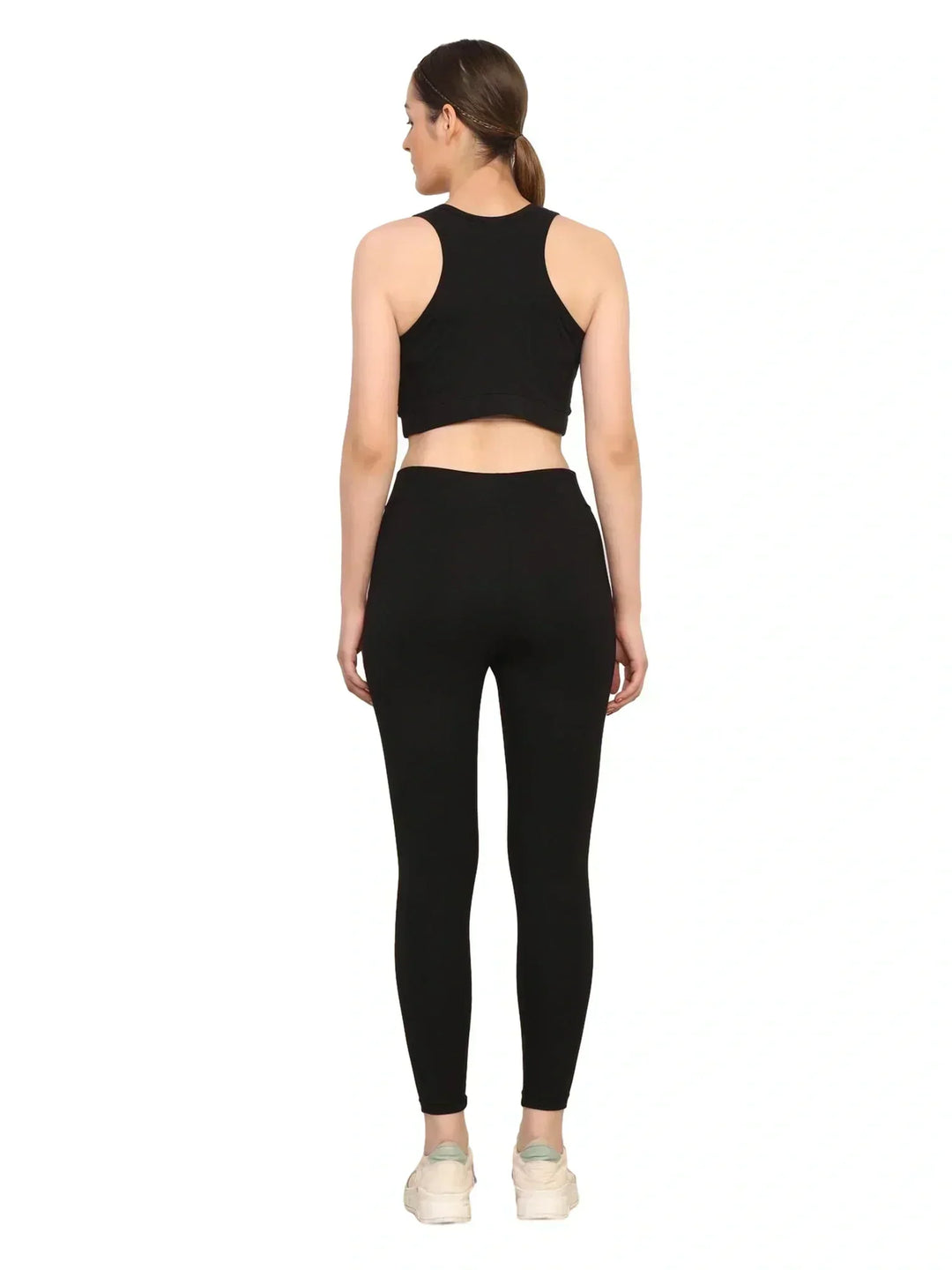 Yoga Pants High Waist Cotton Fabric Stretchable Black Gym Tights | Pack Of 1