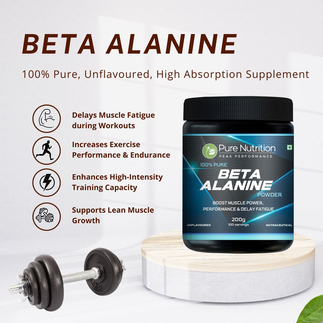 Pure Beta Alanine Powder 200g Unflavored | Pre-Workout Supplement for Muscle Power