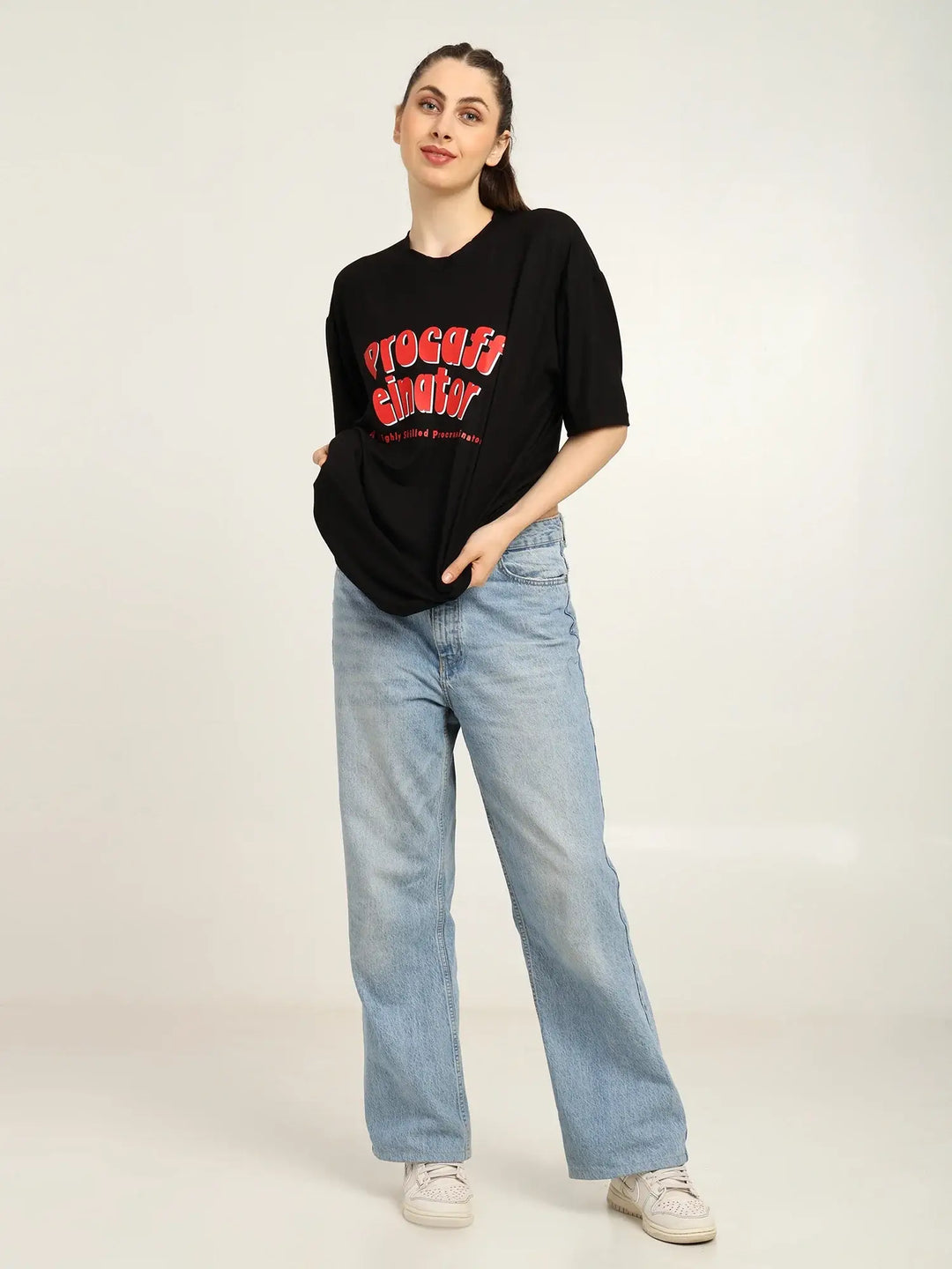Women Black Oversized Bamboo T-Shirt – Soft, Breathable & Sustainable