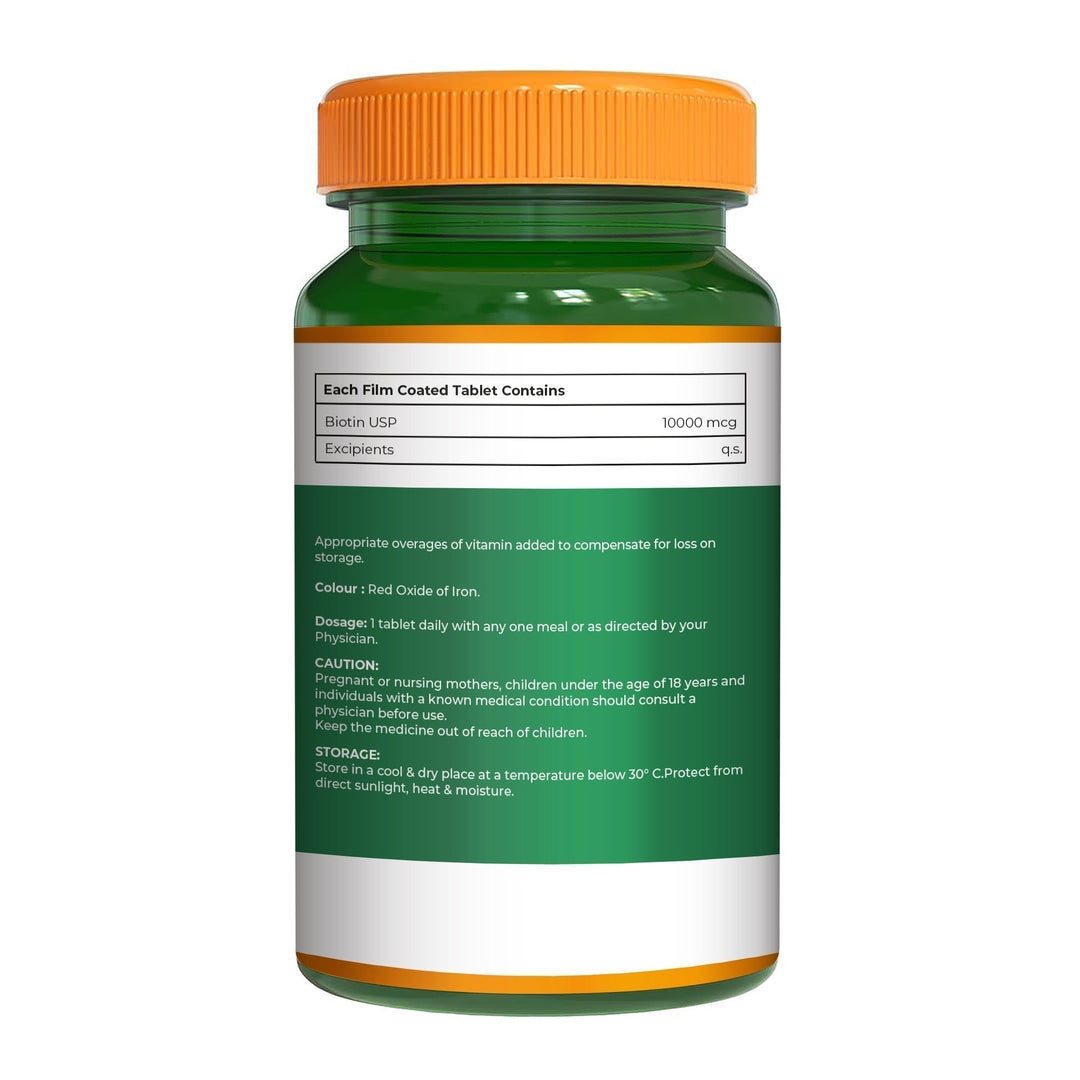 Biotin 10,000 mcg Pharma Grade | Hair, Skin & Nail Health | 60 Capsules
