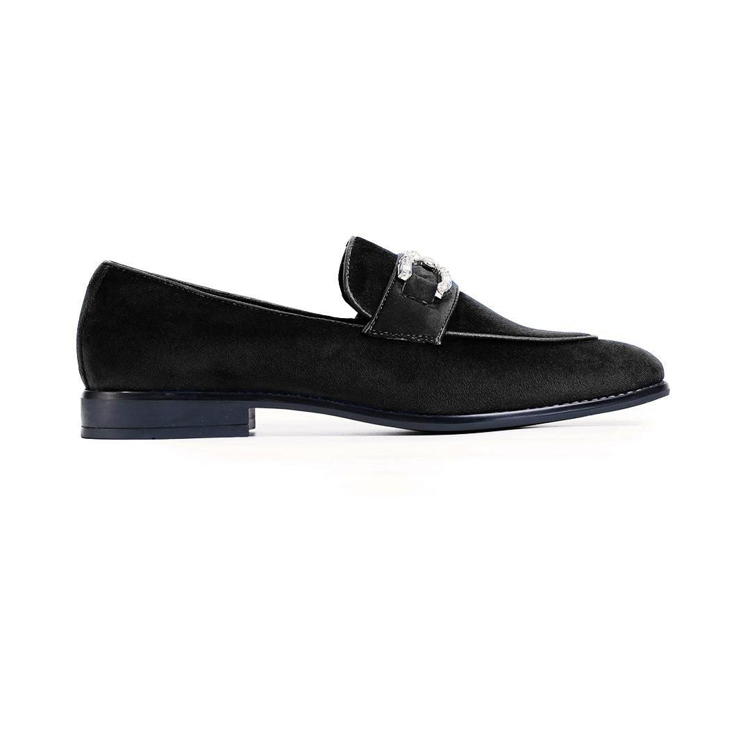Monkstory Velvet Crystal Bit Loafers – Royal Black