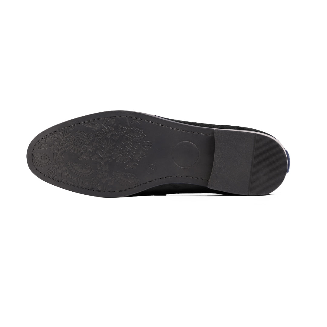 Monkstory Velvet Crystal Bit Loafers – Royal Black