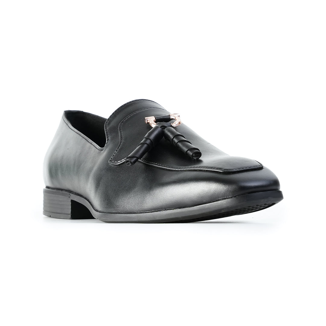 Monkstory Tassel Loafers with Rose-Gold Bit – Black