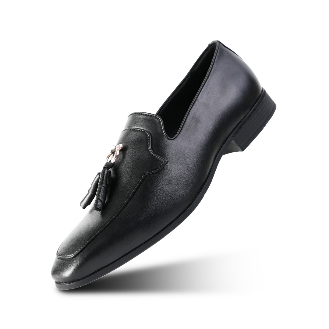 Monkstory Tassel Loafers with Rose-Gold Bit – Black