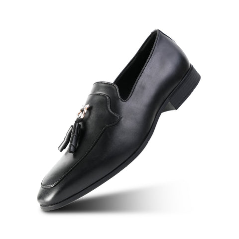Monkstory Tassel Loafers with Rose-Gold Bit – Black