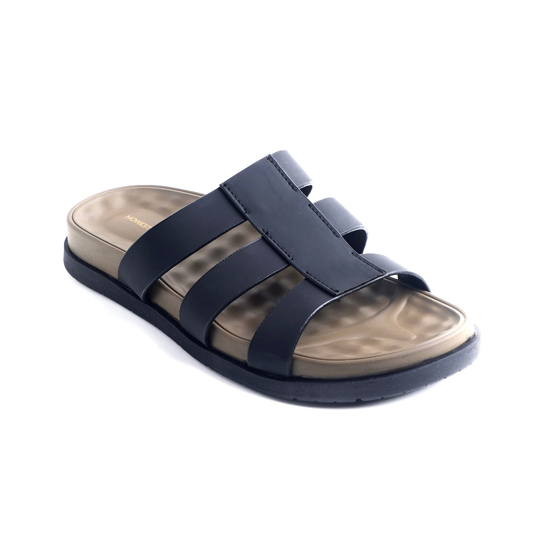 Monkstory Atelier 1920 Triple Strap Slide Sandals – Midnight Black