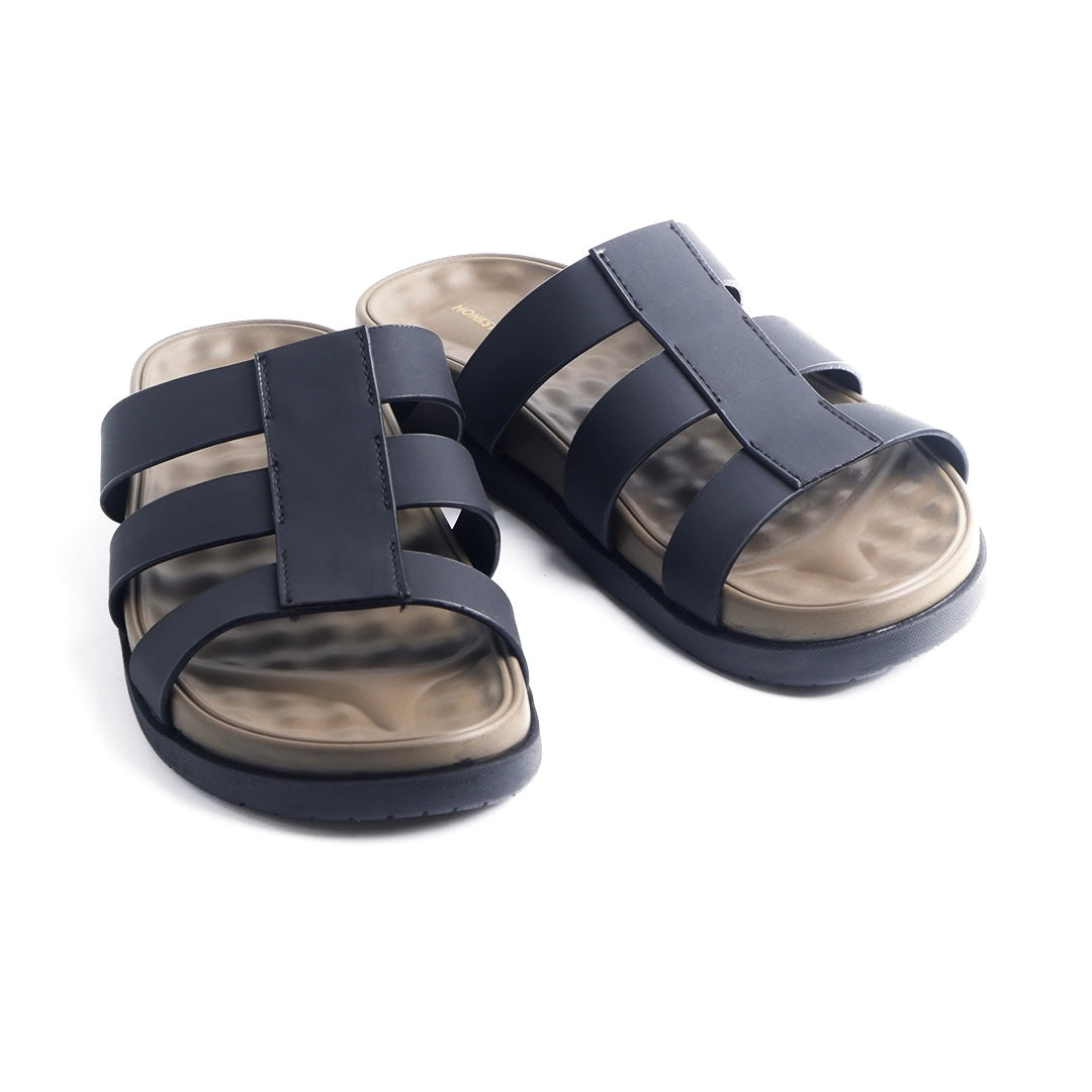 Monkstory Atelier 1920 Triple Strap Slide Sandals – Midnight Black
