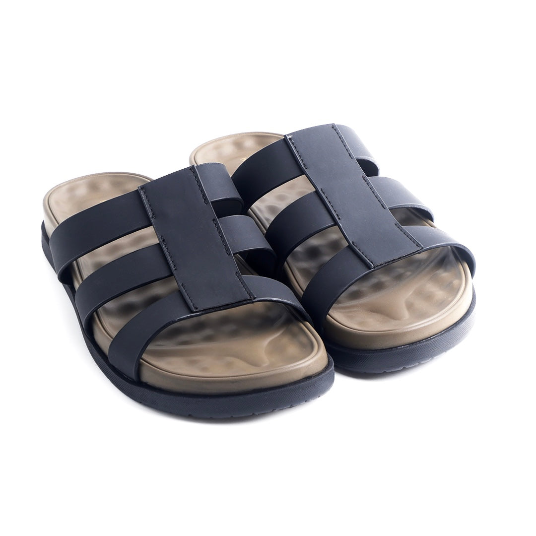 Monkstory Atelier 1920 Triple Strap Slide Sandals – Midnight Black