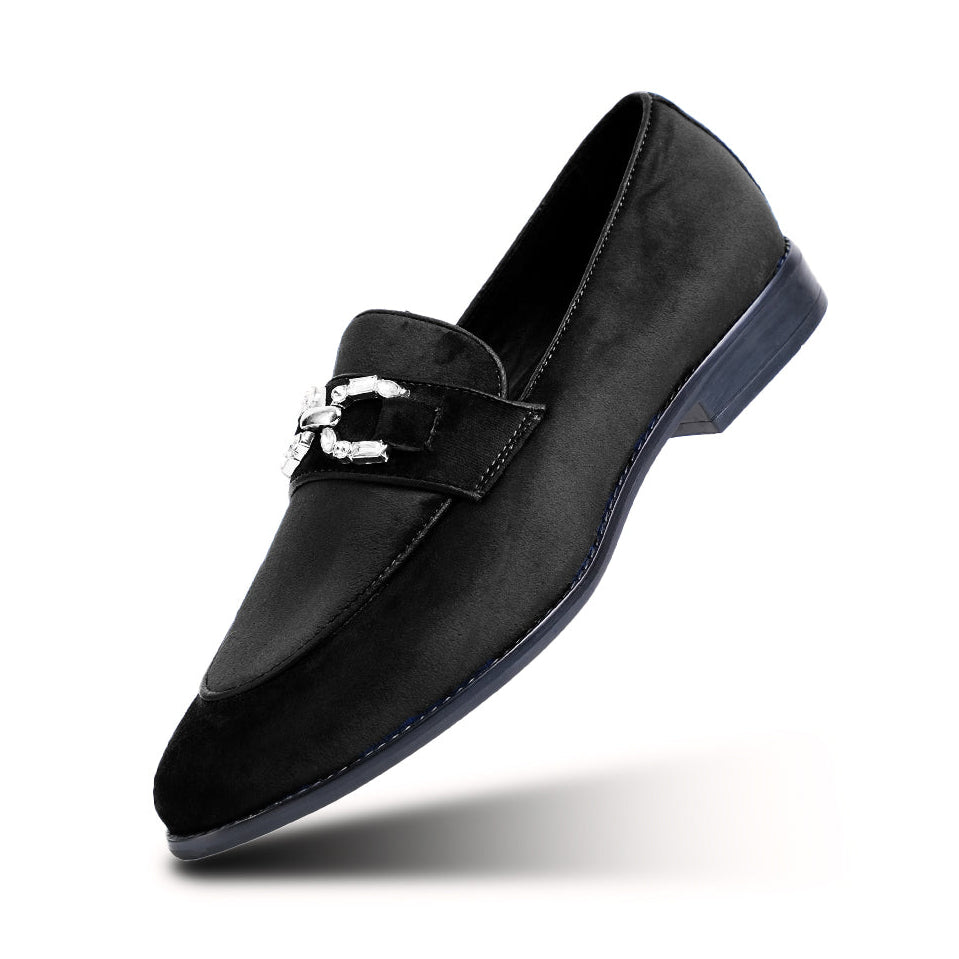 Monkstory Velvet Crystal Bit Loafers – Royal Black