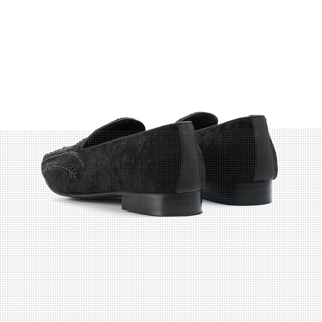 Monkstory Hand-Embroidered Embellished Slip-Ons - Black