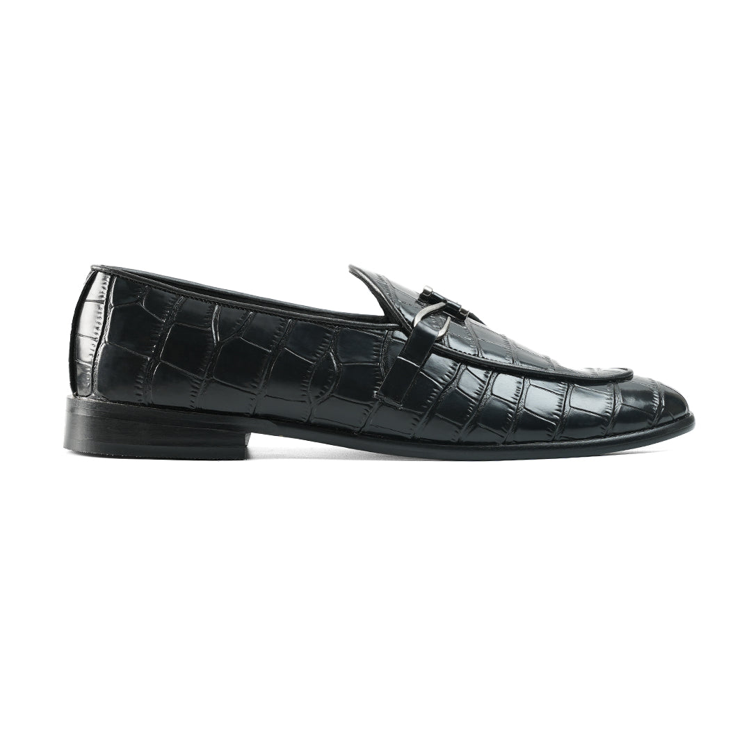 Monkstory Eclecta Croco Side Hook Slip Ons - Black